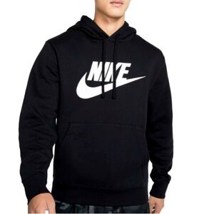 Nike Club Hoodie Black Big Logo Size XL Used Condition. Small rip near chest are